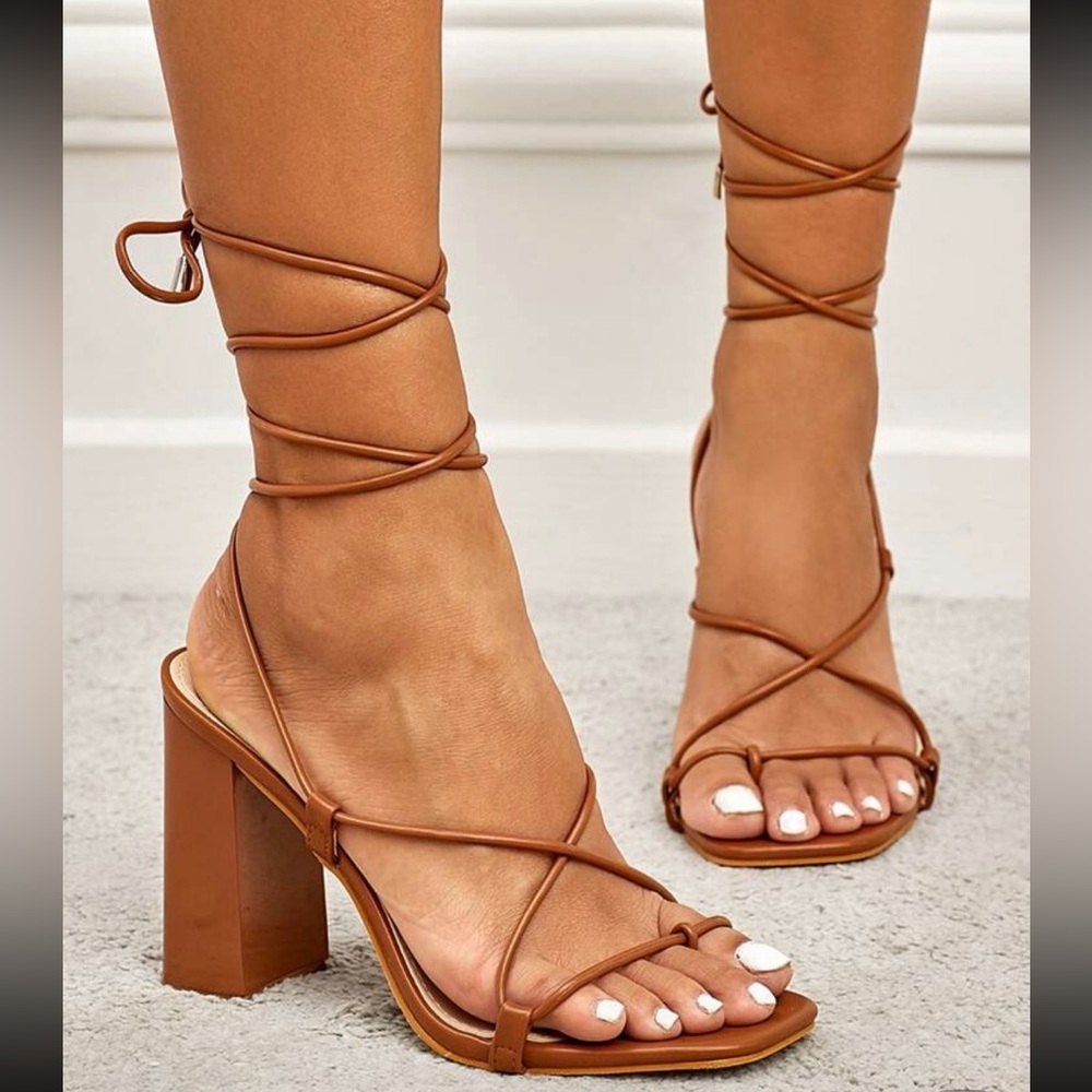 Chunky Lace Up Heels